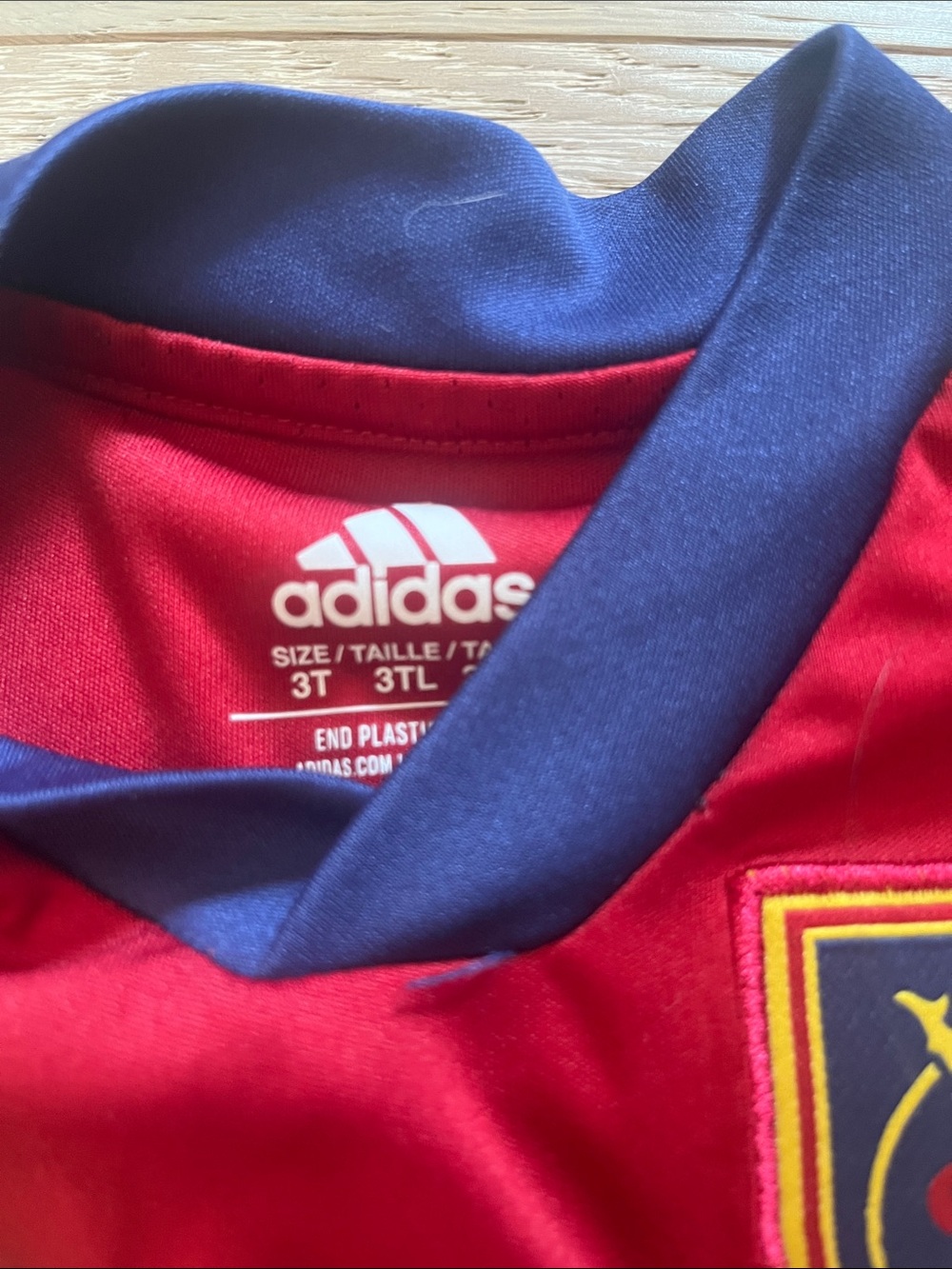 adidas Kids Real Salt Lake Red with Navy & Gold Accent Jersey - Picture 2 of 3